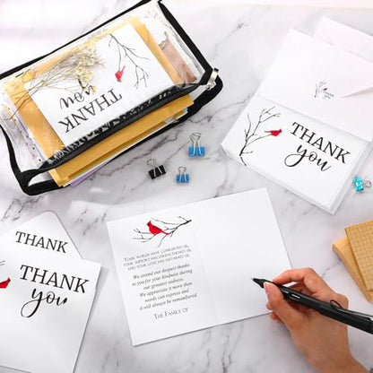 Marspark 25 Pack Funeral Thank You Cards Sympathy Envelopes, Cardinals - style: Cardinals