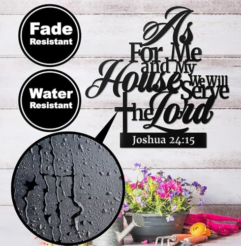 Metal Christian Wall Decor As for me and My House We Will Serve the Lord 16.5 x12.5 Inch Religious Wall Sign Scripture Black Bible Verses Family Wall Art Holy Wall Hanging Decoration for Home Inspirational Jesus Wall Plaque for Kitchen Bathroom Bedroom Ha