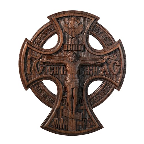 BGCOPPER Orthodox Cross Wall Decor, Jesus Crucifix Wall Cross, Wooden Cross for Wall Crucifix Catholic Christmas Gift - 20 Inch - color: Trinity-Retro, size: 20 Inch