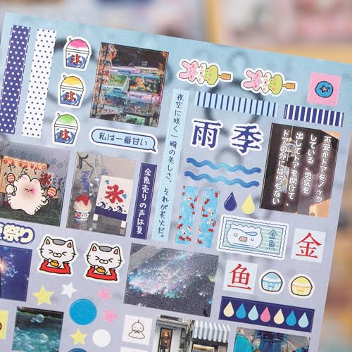 PRSTINCOL Japanese Style Sticker Book, 30 Pages of Street Scene Graffiti Adhesive Stickers for Scrapbooking Journal and Diaries, 7.7 x 4.9 Inch - color: Japanese Style