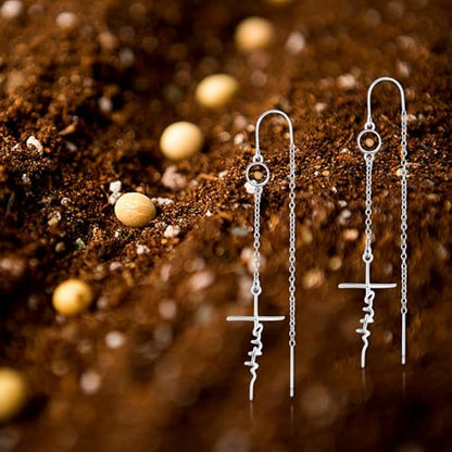 PRAYMOS Cross Earring for Women Dangle 925 Sterling Silver Mustard Seed Earrings Hypoallergenic Christian Religious Faith of a Mustard Seed Jewelry Gifts
