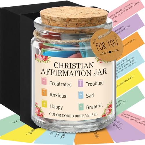 Lunmon Christian Affirmation Jar, Color-coded Bible Verse Note Daily Prayer - style: Affirmation