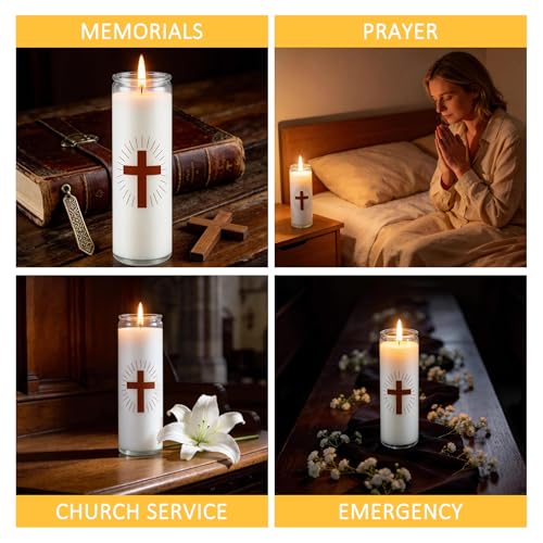 4 Pack White Prayer Candles, Devotional Candle in Glass Jars - size: 4