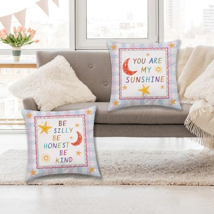 Dibor Inspirational Boho Nursery Throw Pillow Covers 18x18 Set of 2 - color: Honest