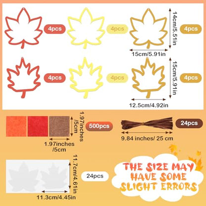 Chiisong 24 Sets Fall Maple Leaf Crafts DIY Fall Leaf Tissue Paper Kit - style: Maple
