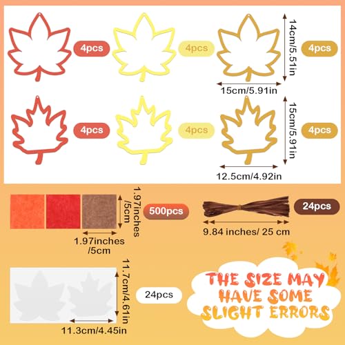 Chiisong 24 Sets Fall Maple Leaf Crafts DIY Fall Leaf Tissue Paper Kit - style: Maple