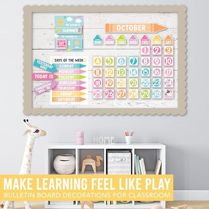 Classroom Calendar Set Bulletin Board Decorations, 98pc School Calendar Set - color: Crayon