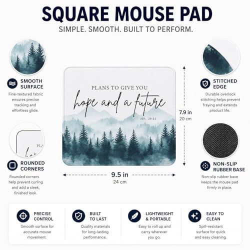 QIYUHOY Inspirational Christian Mouse Pad, 9.5x7.9 Inch - color: plans to give you