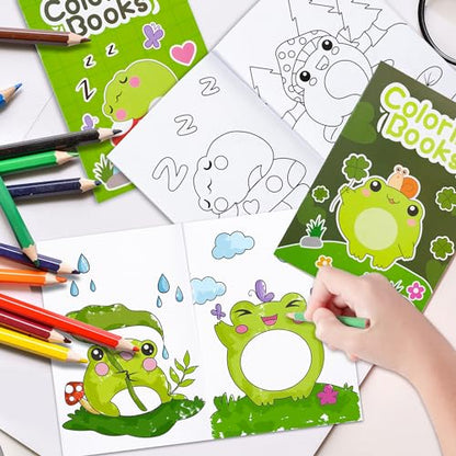 ANGOLIO 24Pcs Frog Mushroom Coloring Book Bulk for Kids Cute Frog Activity Book Cartoon Animals DIY Art Booklet for Kid Birthday Party Gift Goodie Bags Filler School Prize - style: Frog