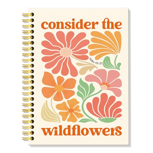 ERHACHAIJIA Consider The Wildflowers Lined Spiral Notebook Gifts for Women - color: Off White-Orange