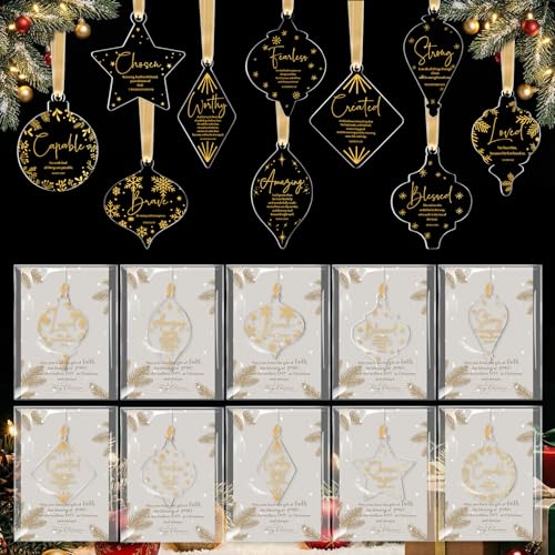 Kasyat 10 Sets Christian Tree Ornaments Bulk Clear with Cards, Casual - style: Casual