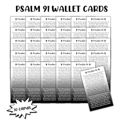 Psalms 91 Prayer for Protection Wallet Cards 30pk 2x3.5” Verses Black Gray Ombre Design New Drivers Pocket Encouragement Minimalist Modern