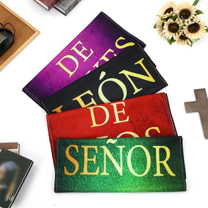 4 Pcs Spanish Church Banners Spanish Sanctuary Banner Church Backdrop Banners with Scripture León De Judá Cordero Dios Señor De Los Señores Banner Religious Hanging Signs - size: 2 x 6 ft, style: Spanish