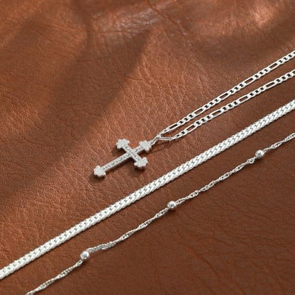 Amicon Cross Necklace for Women 14K Gold Plated Dainty Heart Cross Pendant Choker Simple Trendy Cute Cross Charm Diamond Necklace Faith Jewelry Religious Minimalist Gift - style: Layered Figaro Cross-SL