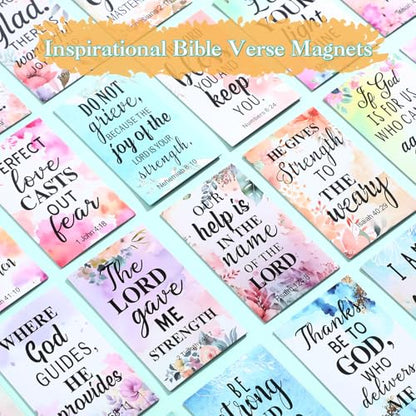 Blosssound 50 Pcs Christian Magnets with Bible Verses, Floral - style: Floral Style