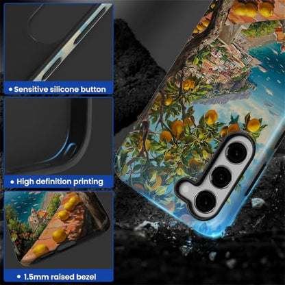 Compatible with Samsung Galaxy S23 Plus Full Body Matte Case Hard Shell Shockproof Screen Lens Protection for Girl Boy Cute Pattern Italian Coast Amalfi Lemon Mediterranean Sea - color: Italian Coast Amalfi Lemon Mediterranean Sea, size: Samsung Galaxy S2