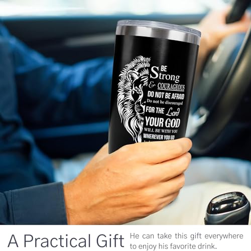 Christian Gifts for Men, 20 oz Christian Tumbler with Straw and lid,Inspirational Gifts For Boys,Graduation Gift For Man,Travel Coffee Cups - color: Men of God