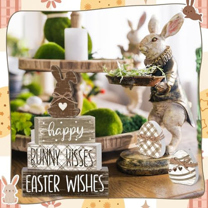 Britimes Tiered Tray Decor Set, 4 Pack, Wooden Table Sign, Easter Bunny Egg - color: Easter Bunny Egg