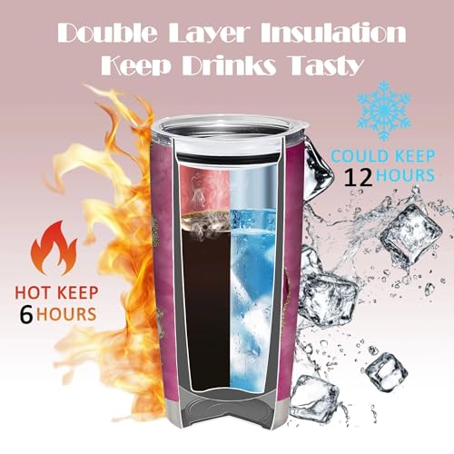 20oz Pink Agate Butterfly Brave Insulated Stainless Steel Tumbler with Lid - color: 1 Count (Pack of 1)-Always remember