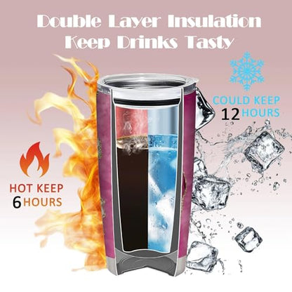 20oz Pink Agate Butterfly Brave Insulated Stainless Steel Tumbler with Lid - color: 1 Count (Pack of 1)-Always remember