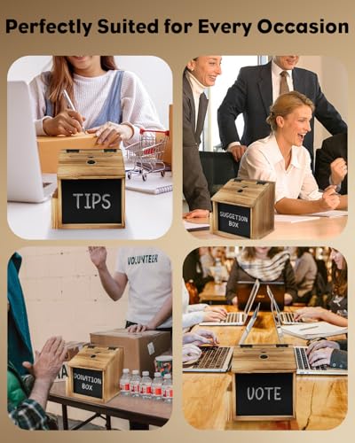 Uniclife Suggestion Box with Slot and Lock, Wood Donation Box - color: 7.7" L x 6.7" W x 7.9" H