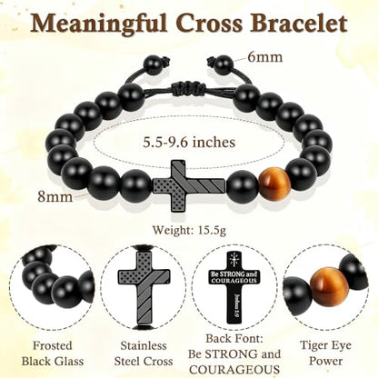 Trinckle Cross Bracelet for Men, Soccer Baseball Gifts for Teen Boy - color: Black