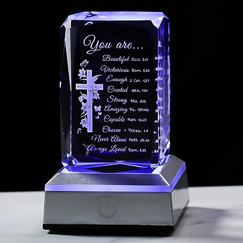 Qianwei Christian Gifts for Women - 3D Crystal Cross Bible Verse Encouragement Motivational Gifts Prayers Religious Faith Gifts Sister Women Men Friends Mom - color: Crossbibleverse