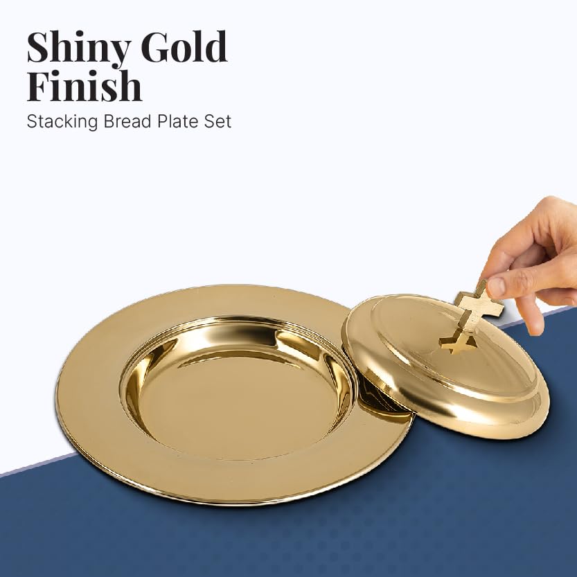 Communion Set for Church - Two Communion Trays & Two Bread Plates with Lid