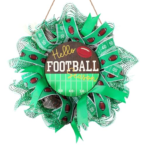 Cinnvoice Football Wreath Artificial Front Door Wreath - style: Football