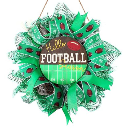 Cinnvoice Football Wreath Artificial Front Door Wreath - style: Football