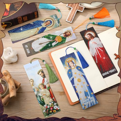 Sinload 10 Pcs Christian Diamond Painting Bookmark 5d Acrylic Art - style: Catholic