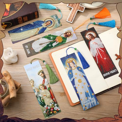 Sinload 10 Pcs Christian Diamond Painting Bookmark 5d Acrylic Art - style: Catholic