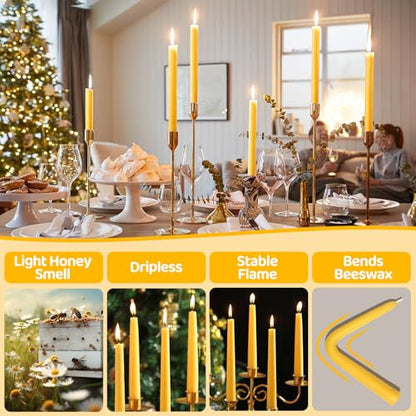 Beeswax Taper Candles,100% Natural Bees Wax Candle Sticks,18 Pack,8 Inch - color: Yellow, size: 8 inch