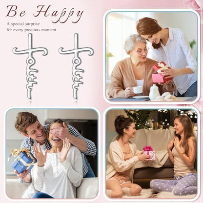 925 Sterling Silver Infinity Love of God Simple Dainty Faith Cross Dangle Earrings Religious Gift for Women - color: Faith Cross