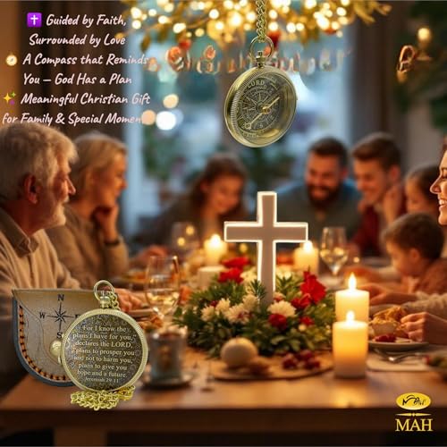 Handmade Religious Brass Compass Gift with Engraved & Embossed Faith Messages – Inspirational Christian Religious Gift Keepsake for Baptism, Confirmation, Christening, First Communion or Christmas - style: For I Know – Edition 3