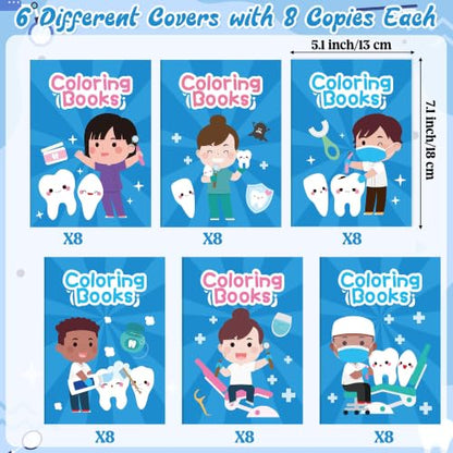 Bulk Dentist Coloring Books, 24Pcs Mini Drawing Booklet for Kids - style: Dentist