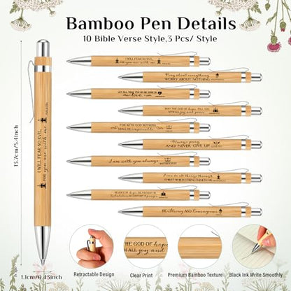 30 Sets Christian Gift Bulk for Women Bible Verse Pen Flower Mirror