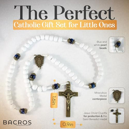 Baptism Gifts for Girl, Baptism Gifts, Catholic Baptism Gifts, Kids Rosary Beads Catholic, Baby Baptism Gifts, Christening Gifts for Girls, Christening Gifts for Girls, First Communion Gifts. - color: White/Golden