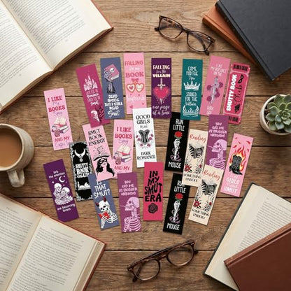 Wxiben Spicy Romance Bookmarks Gifts - 100 Pcs Romantic Bookmark Paper Skull RoseBook Marks Page Clips Reading Accessories for Women Men Book Lovers Students Teachers Bookish Office Supplies - color: Spicy Romance