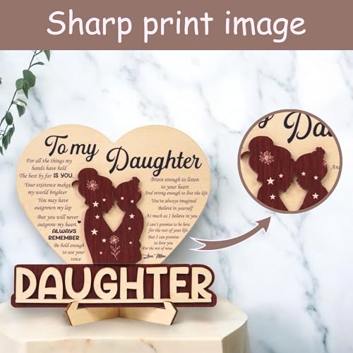 KATINAT To My Daughter from Mom, Wooden Heart Keepsake, Inspirational Mother’s Love Plaque, Sentimental Home Decor, Birthday Christmas Graduation Wedding Present - color: KATINAT To My Daughter Plaque