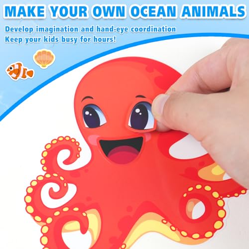 42 Ocean Animal Make-a-Face Sticker Sheets for Kids - style: Ocean Animals
