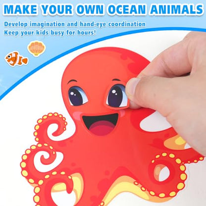 42 Ocean Animal Make-a-Face Sticker Sheets for Kids - style: Ocean Animals