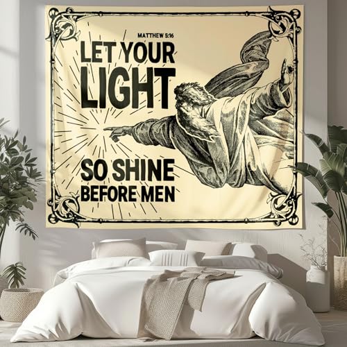 NIPINUS Christian Wall Tapestry with Bible Verses - Matthew 5:16, Large tapestry wall hanging,Retro Motivational Flags Tapestry for Bedroom, Dorm, Living Room Decor Wall Art, 50×60 inches - color: Matthew 5:16