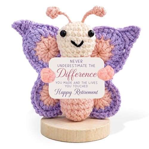 Retirement Gift for Woman 2026 - Happy Retirement Party Decorations for Women - Farewell Retired Gifts for Friends, Boss, Coworkers - Never Underestimate The Difference Positive Crochet Butterfly - color: Style 6