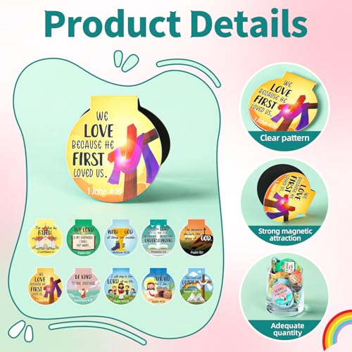 AmazingSpark 100 Pcs Magnetic Bookmarks Bulk Bible Verse Magnet Book Marker Clips Christian Scripture Inspirational Gifts for Reading Awards Religious Book Lover Office (Landscape) - style: Landscape