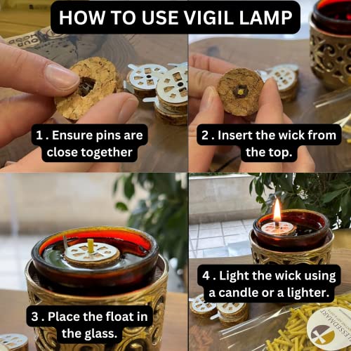 Wicks and Cork Floats for Orthodox Vigil Oil Lamps - Beeswax and Paraffin Wicks for Floating Candles, for Home or Church Use (Beeswax)