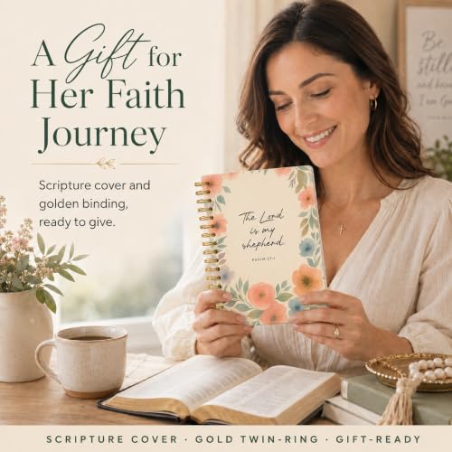 Hardcover Blank Christian Notebook – 140 Pages – Psalm 23:1 - color: Shepherd Floral