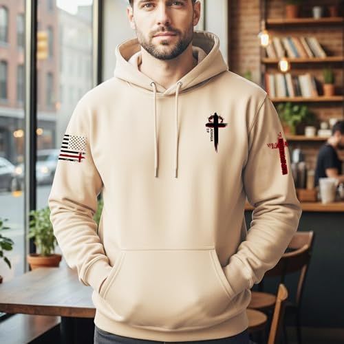 Custom Christian Hoodies for Men Women Faith Cross Jesus Hoodie Bible Religious Gifts Personalized Christmas - color: Sand, size: XX-Large