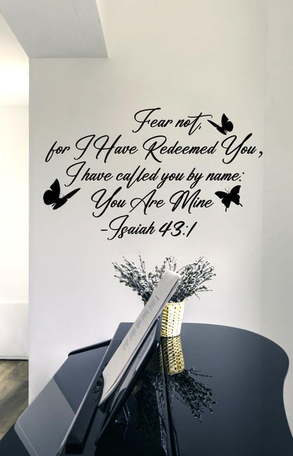 Isaiah 43:1 Bible Verse Wall Decal, Fear Not Christian Sticker