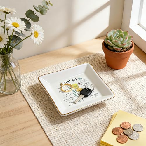 Birthday Gifts for Women, Narcissus Scripture Jewelry Dish, Christian Gift - style: Narcissus: Hope, Wealth, Protection(December Birth Flower)